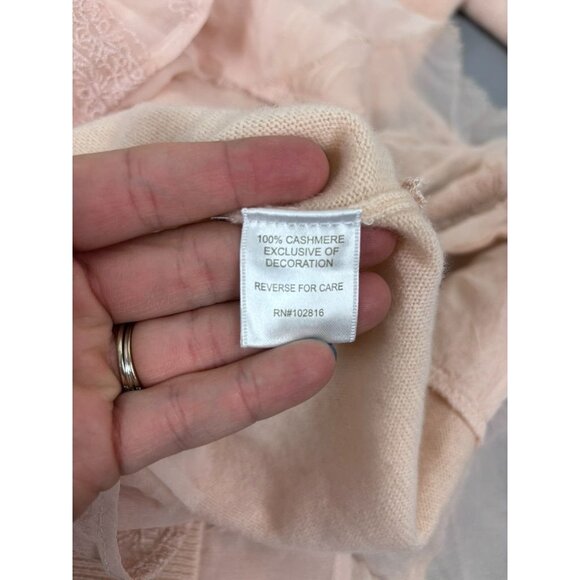 Garnet Hill women's XS soft pink long sleeve cashmere lace layered tunic sweater - Picture 7 of 7